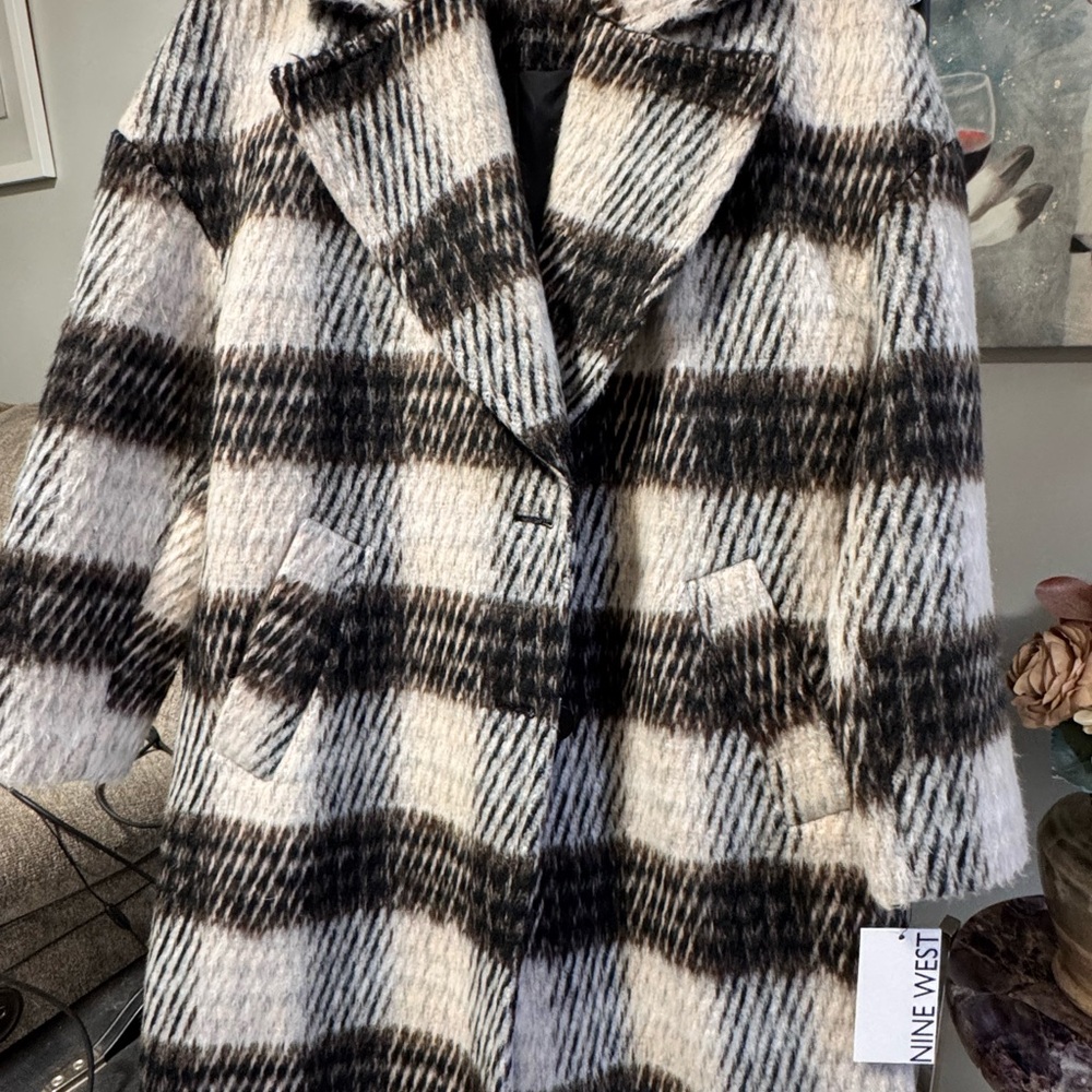 Nine West Women's Black and Cream Teddy Jacket